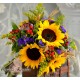 Buchet cu floarea soarelui si protea