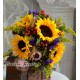 Buchet cu floarea soarelui si protea