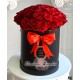 Cutie rotunda cu 25 trandafii rosii