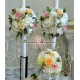 Lumanari cu hortensie alba si wax flowers