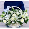 Cos crini, trandafiri si eustoma