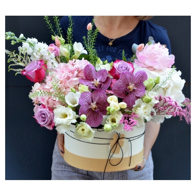 Cutie cu hortensii si vanda