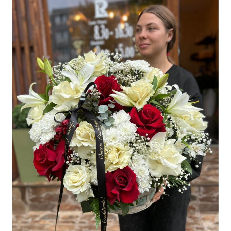 Cos funerar alb-rosu