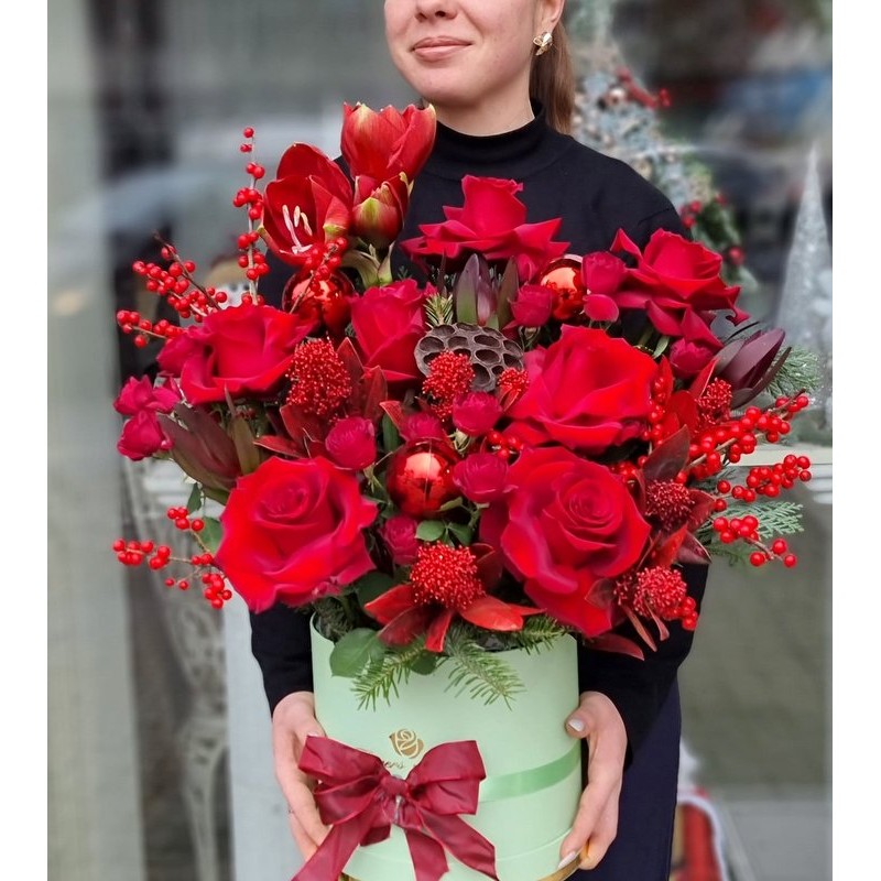 Aranjament Craciun cu amaryllis