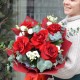 Buchet 5 trandafiri si eustoma