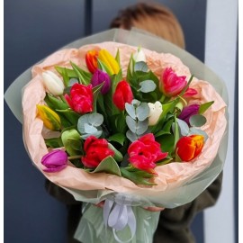 Buchet 15 lalele multicolore