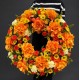 Coroană funerară premium cu trandafiri portocalii