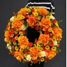 Coroană funerară premium cu trandafiri portocalii