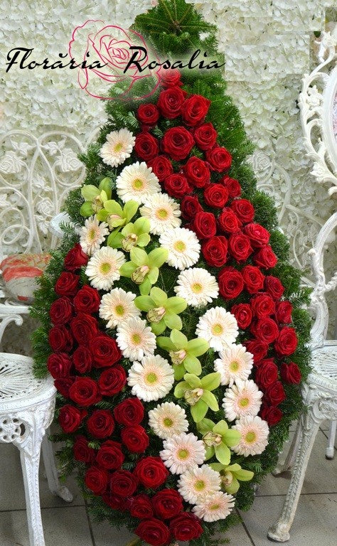 Coroana orhidee, gerbera si trandafiri