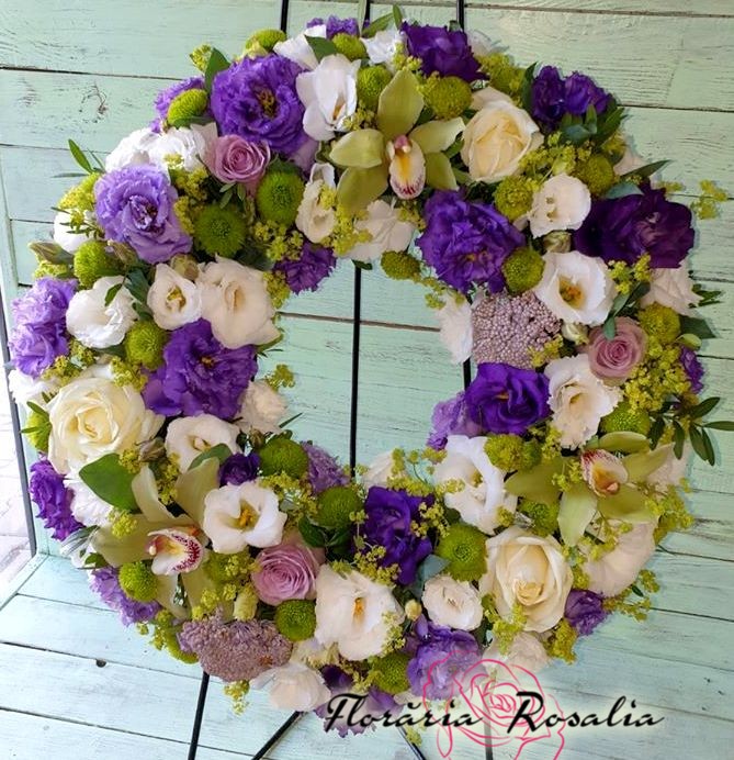Coroana cu orhidee si eustoma