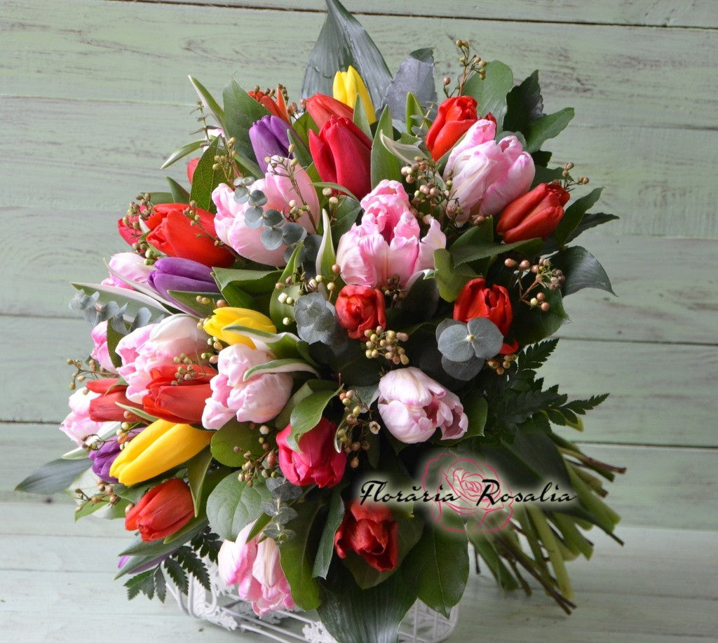 Buchet 35 lalele multicolore