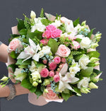 Buchet alb-roz cu orhidee
