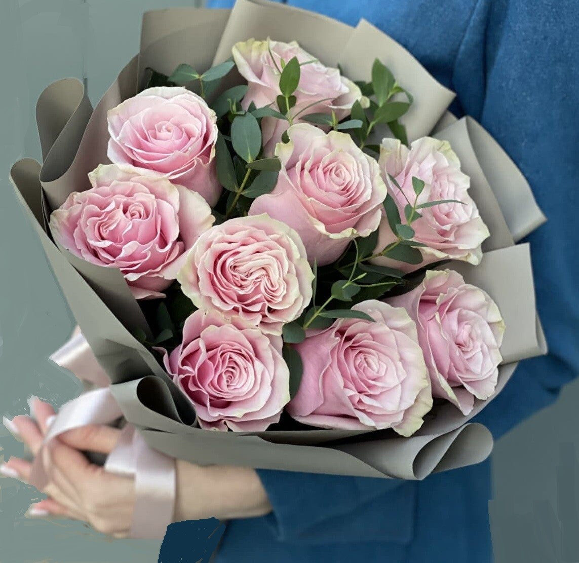 Buchet 9 trandafiri roz