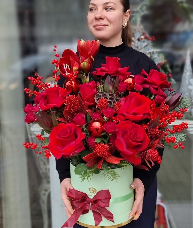 Aranjament Craciun cu amaryllis