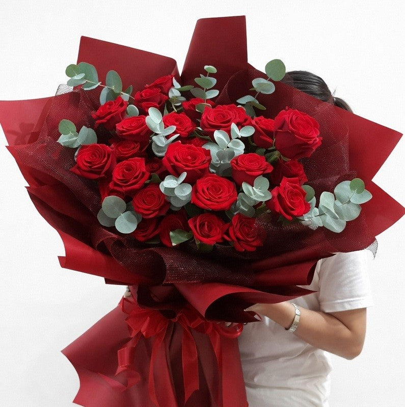 Buchet 21 trandafiri rosii