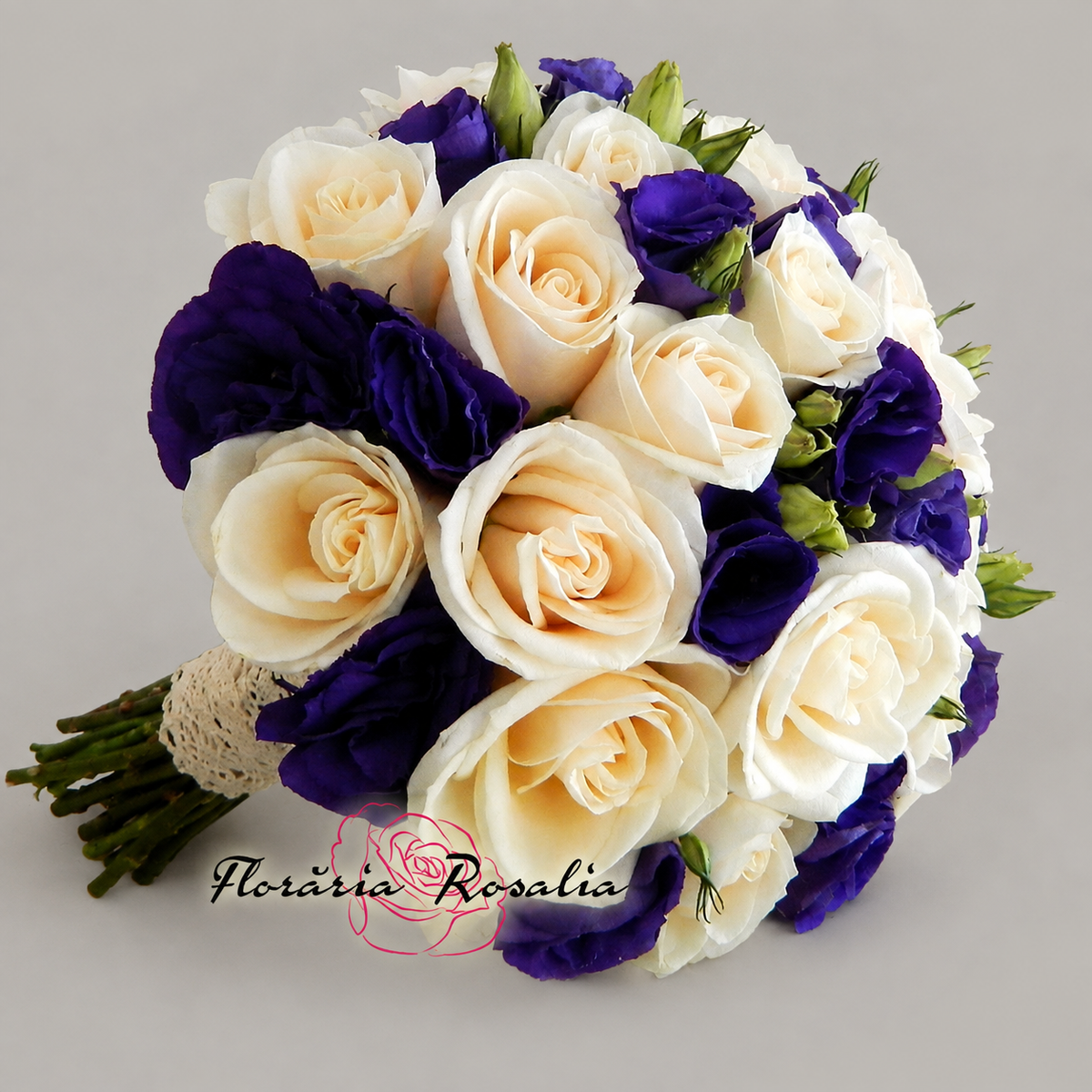 Buchet trandafiri si eustoma